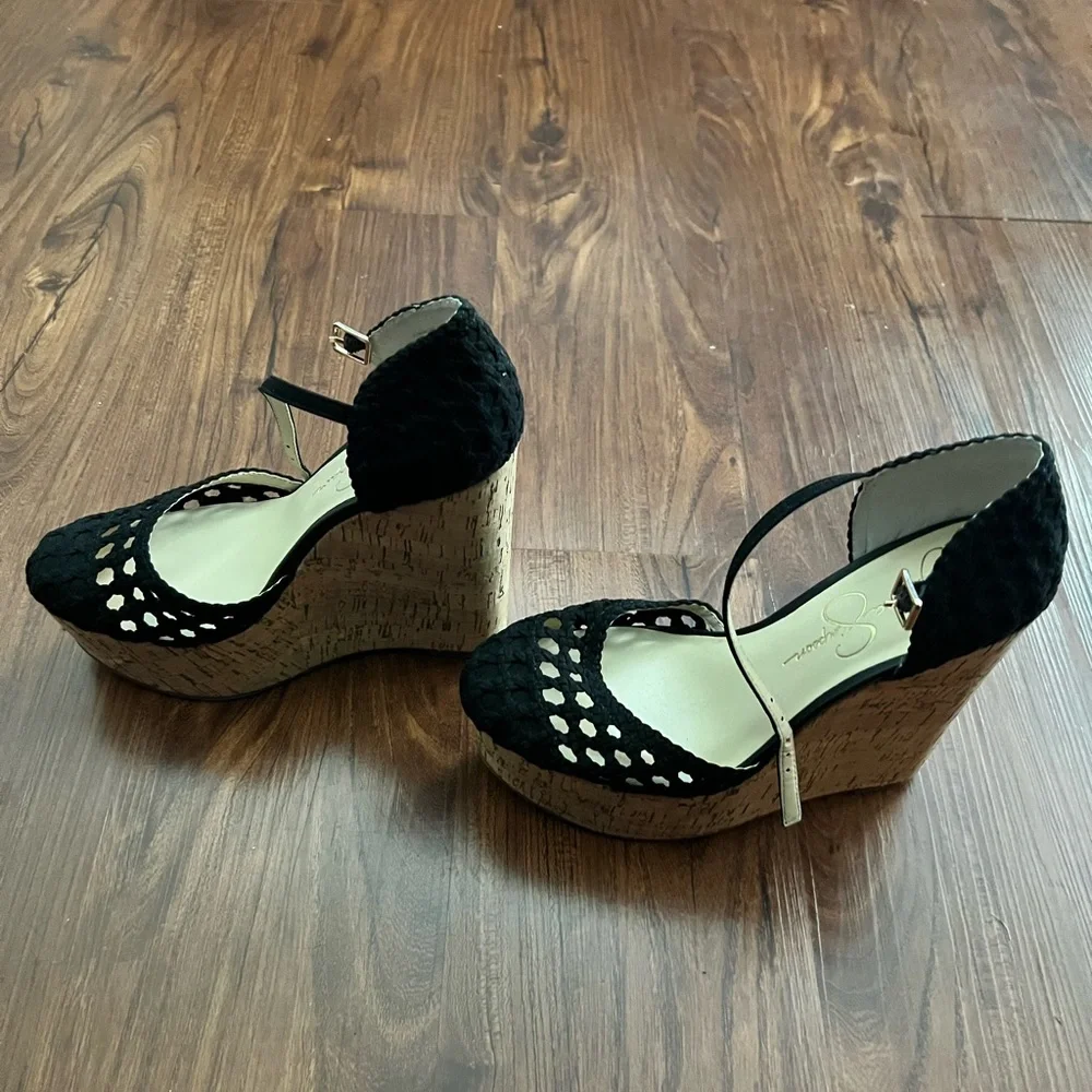 Jessica Simpson Black Espadrille Shoes with Ankle Strap